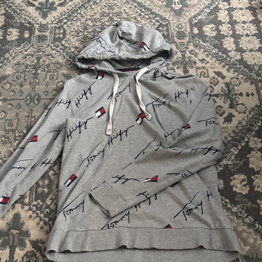 Tommy Hilfiger Gray Logo Hoodie for Men